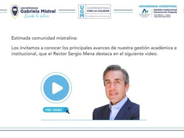 Video: Rector Sergio Mena - Proceso de Acreditación Institucional UGM 2023-2024